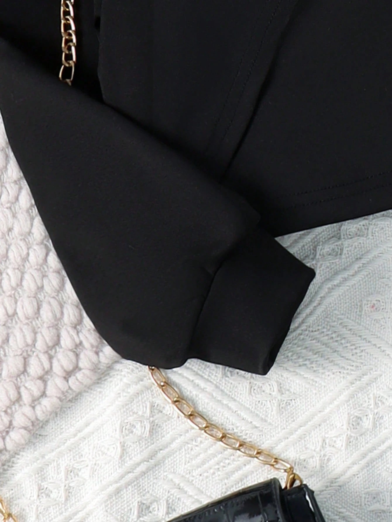 3 Peças/Conjunto Roupa de Moça Manga Longa, Regata e Calça com Efeito Denim, Outono/Primavera