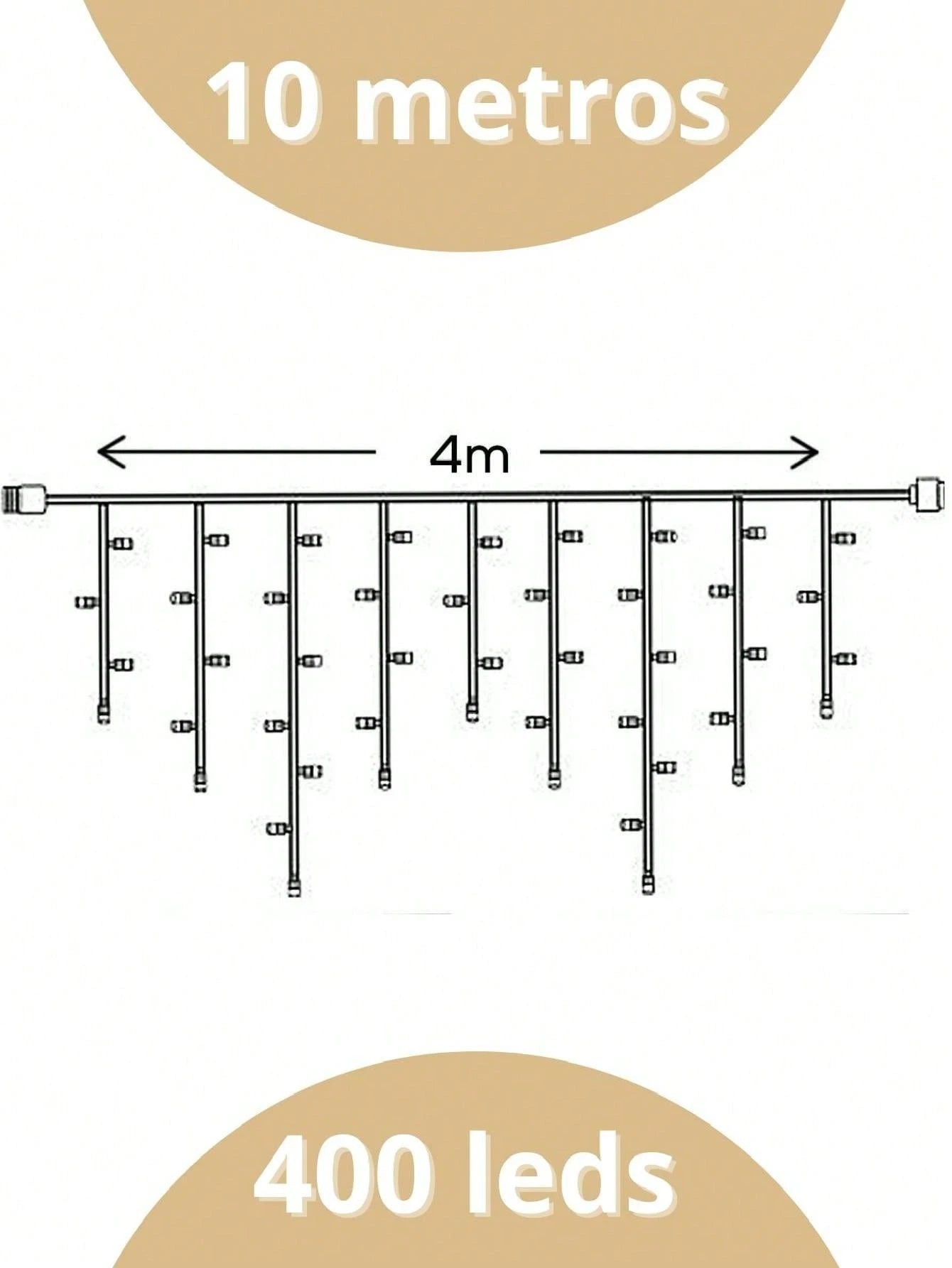 Cascata 400 Led 10m Decoração Natalina, Prova d'água 110V 220V Pisca Pisca, Natal, arvore de natal, luzes de natal