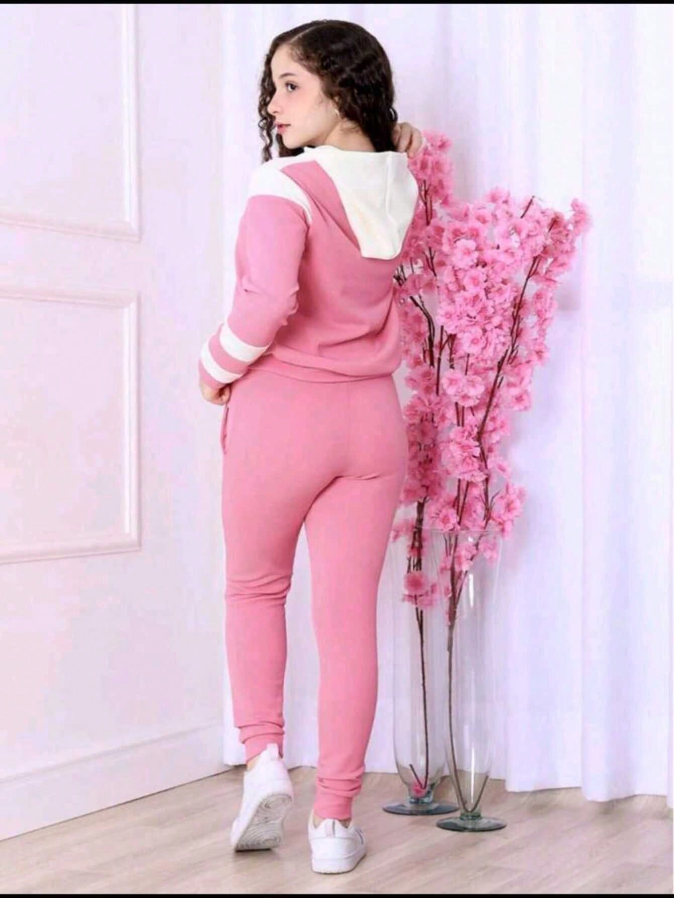 conjunto Moletom / infantil Juvenil bicolor com Capuz