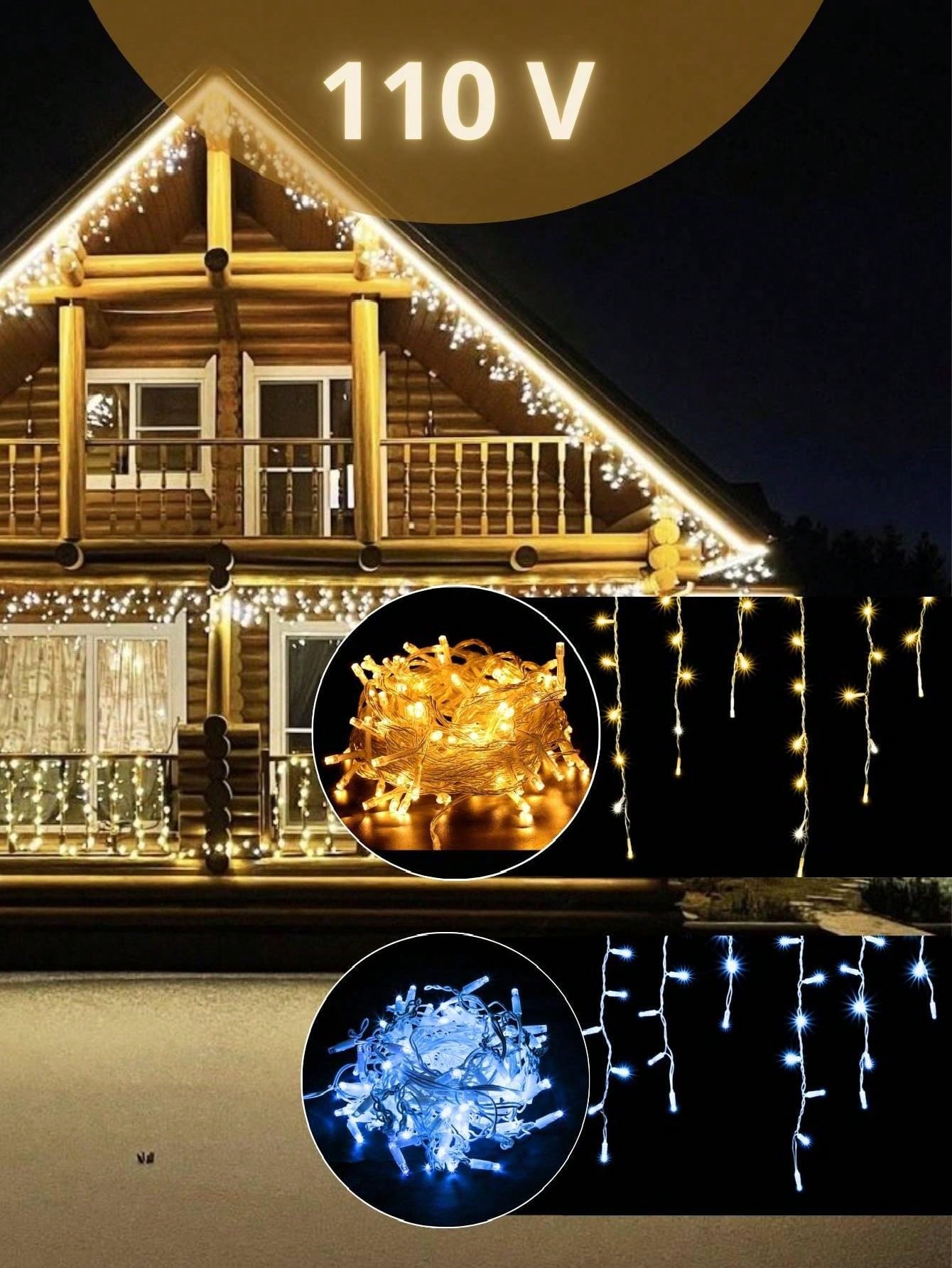 Cascata 400 Led 10m Decoração Natalina, Prova d'água 110V 220V Pisca Pisca, Natal, arvore de natal, luzes de natal
