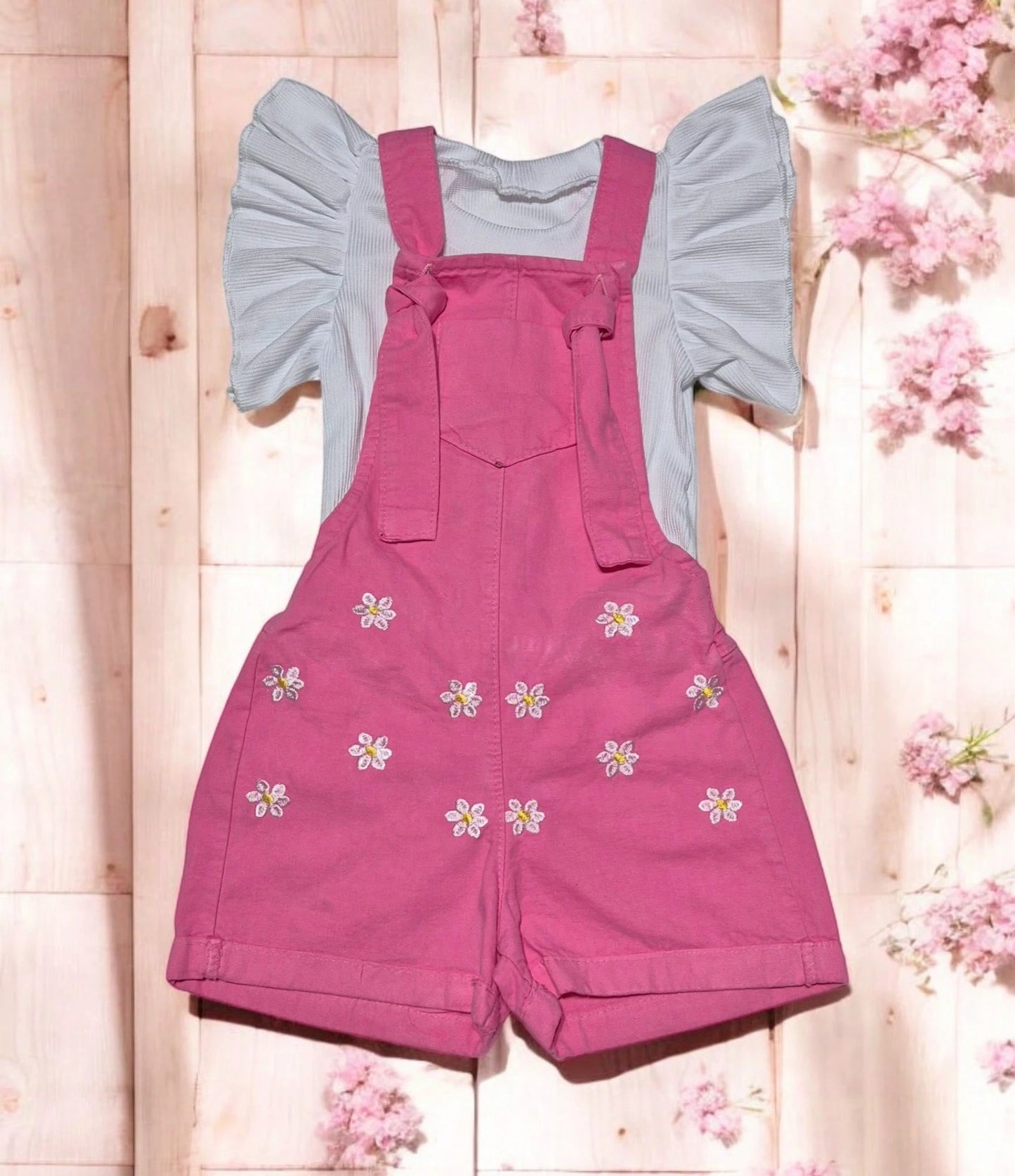 Vendedor IndicadoJardineira infantil menina ursinho ou florzinha com blusa manga curta verão dia das crianças Borboletinhas Kids